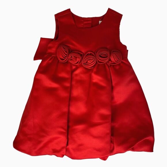 Maggie & Zoe Baby Girls Red Dress 18 Months Rosettes Bow Party Holiday Christmas - Picture 1 of 12
